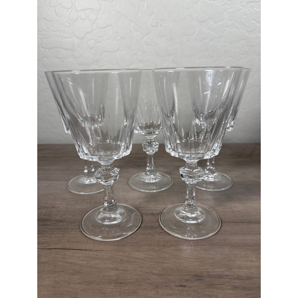 SET OF‎ 5 ~ Vintage PRINCESS HOUSE Esprit 6.75" WATER GOBLET Stemmed Clear Glass